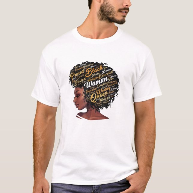 T-shirt Afro Melanin Queen Tee Forte Noir Afrique naturell (Devant)