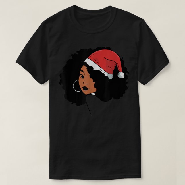 T-shirt Afro Père Noël Africaine-Américaine Black Womens M (Design devant)