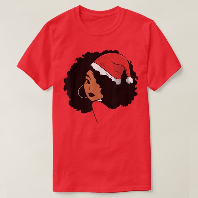 T-shirt Afro Père Noël Africaine-Américaine Black Womens M (Design devant)