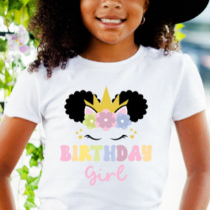 T-Shirt Afro Puff Unicorn Anniversaire Girl Party tenue