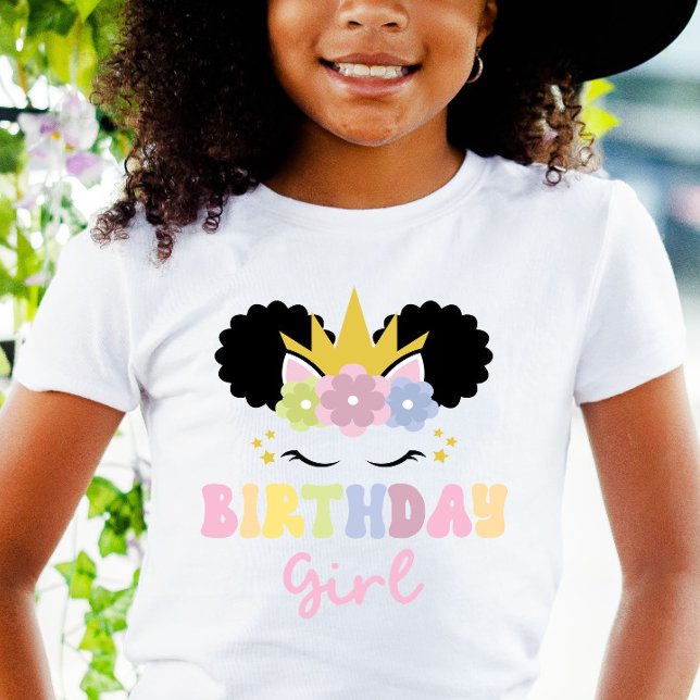T-Shirt Afro Puff Unicorn Anniversaire Girl Party tenue (Créateur téléchargé)