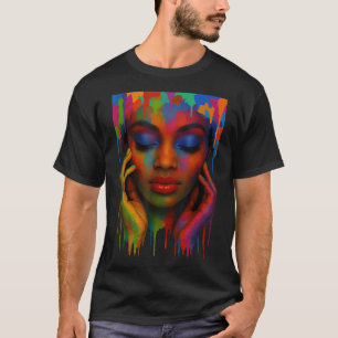 T-shirt Afro Queen Black Pride Girls Peinture Art Junet