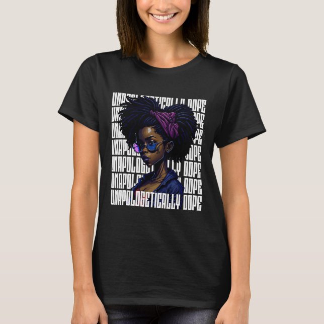 T-shirt Afro Queen sans apologisme Dope Noir Histoire lun (Devant)