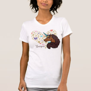 T-shirt Afro Unicorn   Design cardiaque unique