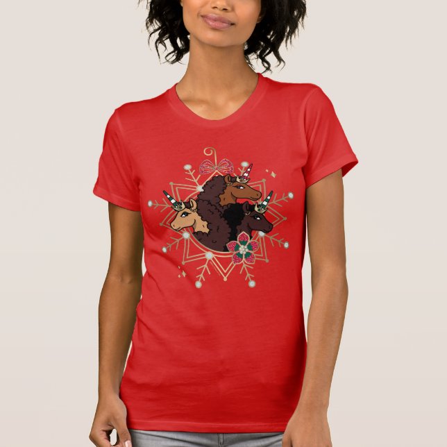 T-shirt Afro Unicorn Festive Vacances Magique (Devant)