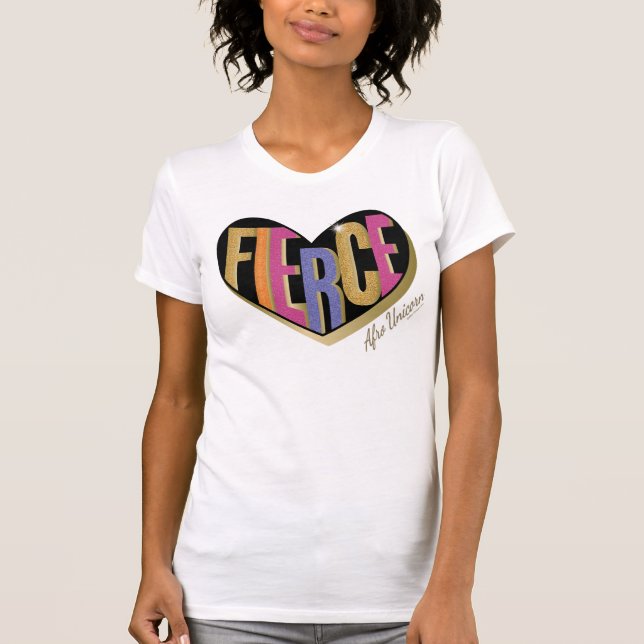 T-shirt Afro Unicorn Fierce Heart Design (Devant)