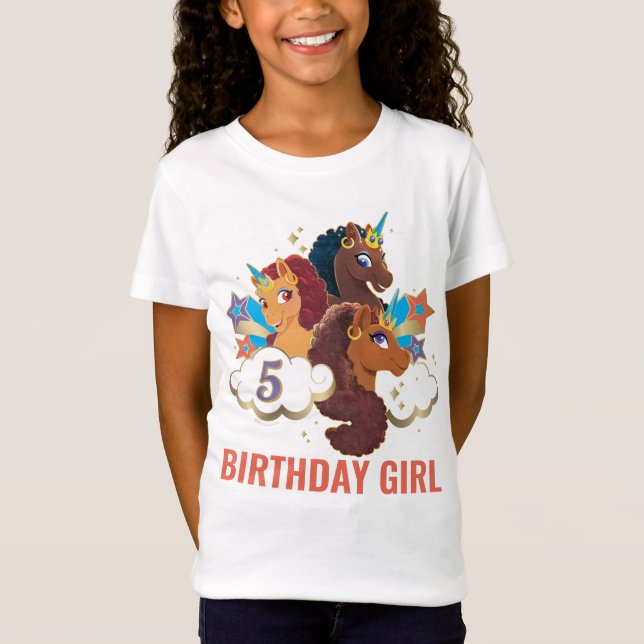 T-Shirt Afro Unicorn | Fille d'anniversaire magique (Devant)