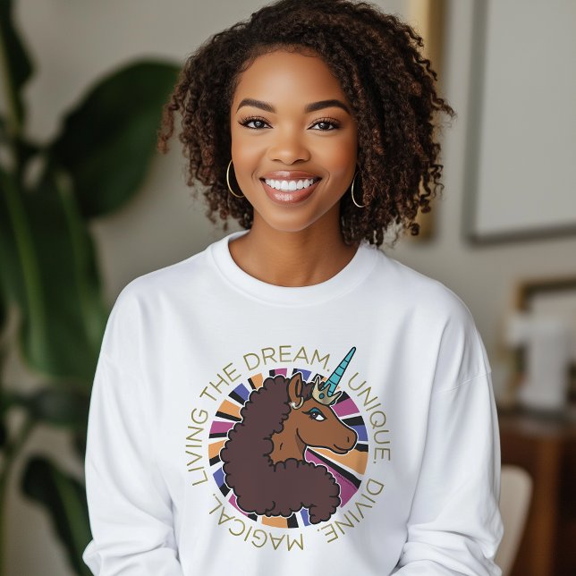 T-shirt Afro Unicorn Living the Dream Design (Créateur téléchargé)
