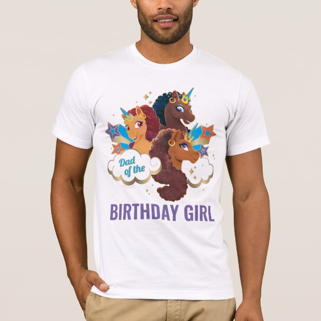 T-shirt Afro Unicorn | Papa de la fille d'anniversaire (Devant)
