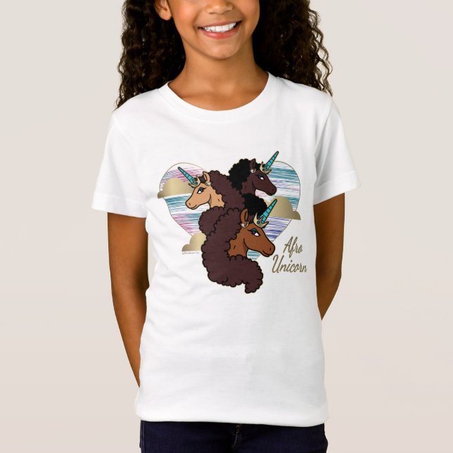 T-Shirt Afro Unicorn Trio Coeur Design (Devant)