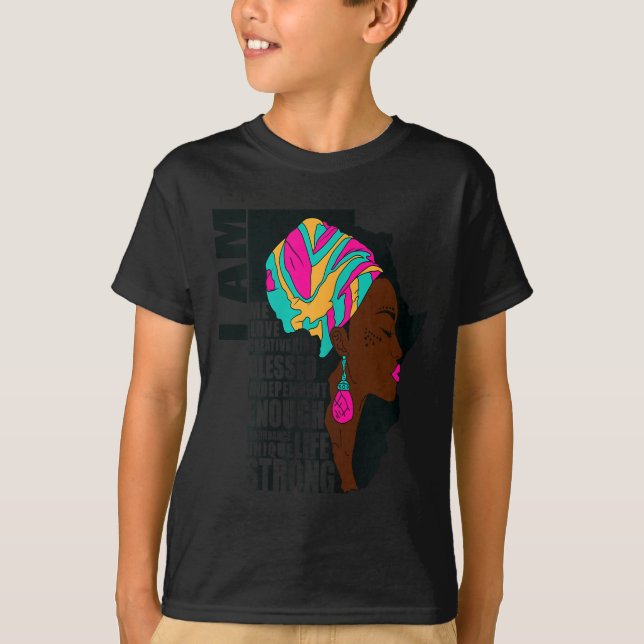 T-shirt Afro You Are Enough I Am Insrational Sayings Motiv (Devant)