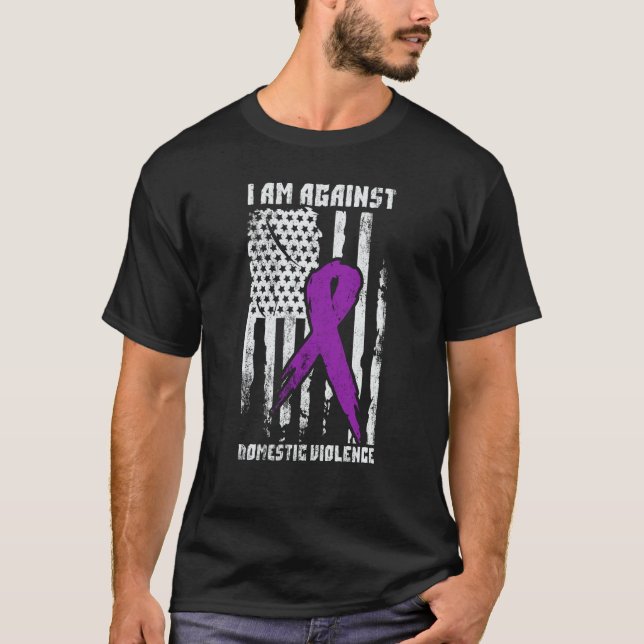 T-shirt Against Domestic Violence American Flag (Devant)