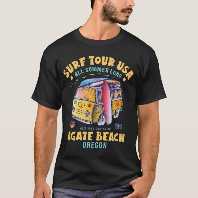 T-shirt Agate Beach Oregon Surf Tour USA Surf (Devant)