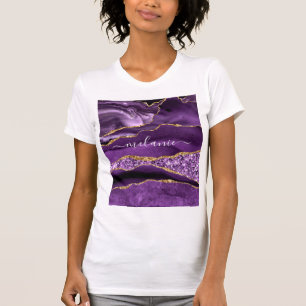 T-shirt Agate Purple Gold Parties scintillant Nom personna