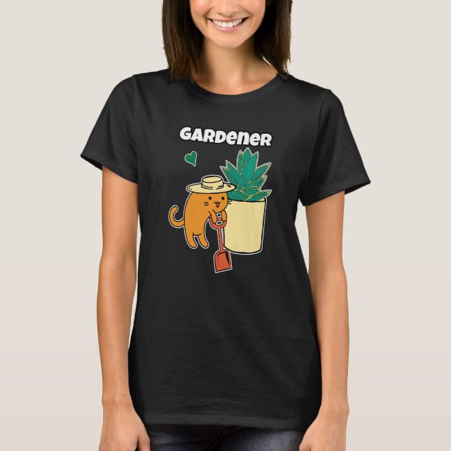 T-shirt Agave Succulent Et Cat Gardener Coeur Botanique (Devant)