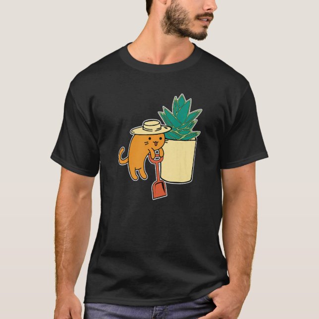 T-shirt Agave Succulente Et Jardinier De Chat (Devant)