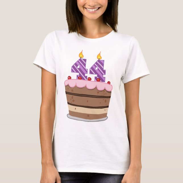 T-shirt Âge 44 sur le gâteau d'anniversaire (Devant)