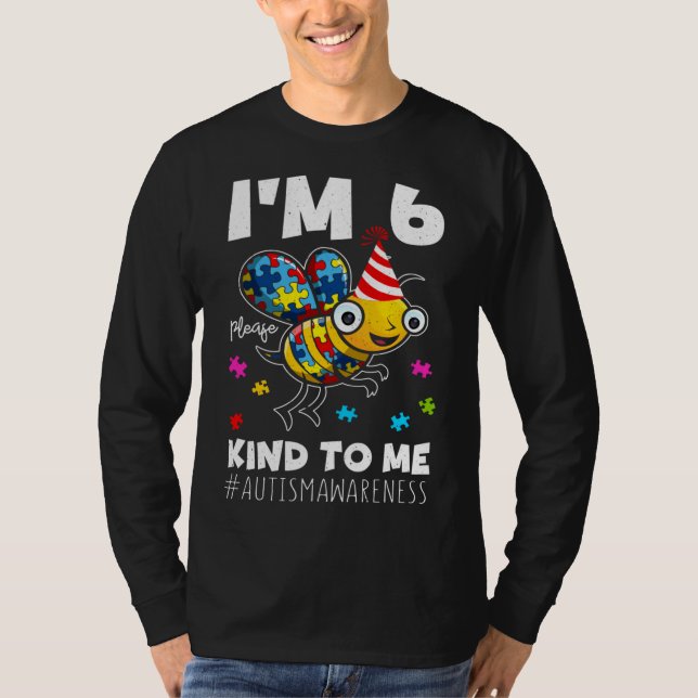 T-shirt Âge 6 Bee Né Naissance Puzzle Sensibilisation sur  (Devant)