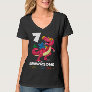 T-shirt Âge 7 Dinosaure Né Puzzle Sensibilisation sur l'au