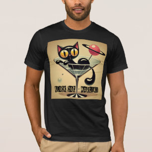 T-shirt Âge atomique Futuriste de l'espace Noir Cat Martin