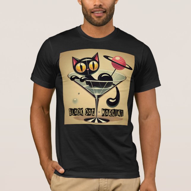 T-shirt Âge atomique Futuriste de l'espace Noir Cat Martin (Devant)