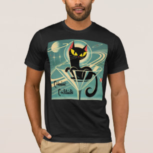 T-shirt Âge atomique Futuriste de l'espace Noir Cat Martin
