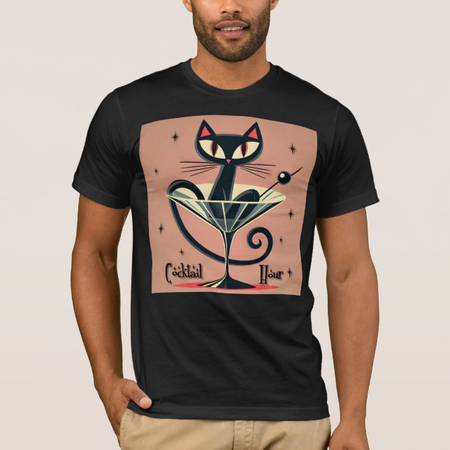 T-shirt Âge atomique Futuriste de l'espace Noir Cat Martin (Devant)