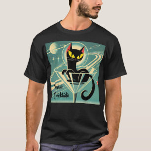 T-shirt Âge atomique Futuriste de l'espace Noir Cat Martin