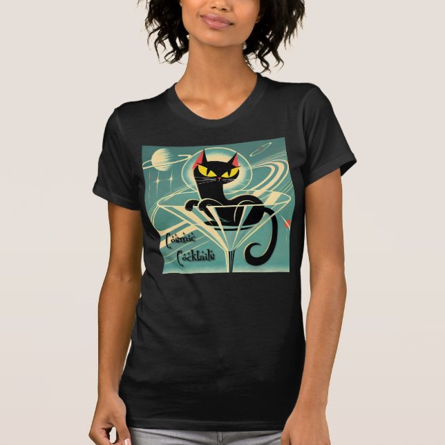 T-shirt Âge atomique Futuriste de l'espace Noir Cat Martin (Devant)