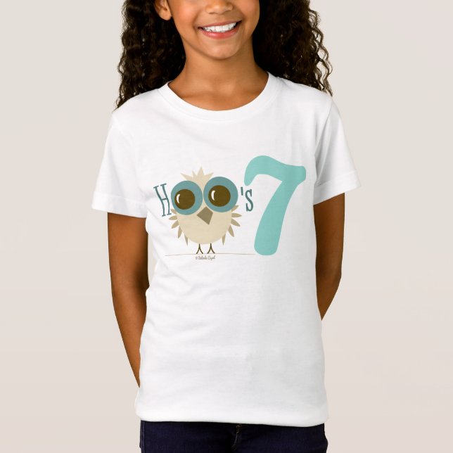 T-Shirt Âge turquoise 7 de hibou de 7èmes de fille cadeaux (Devant)