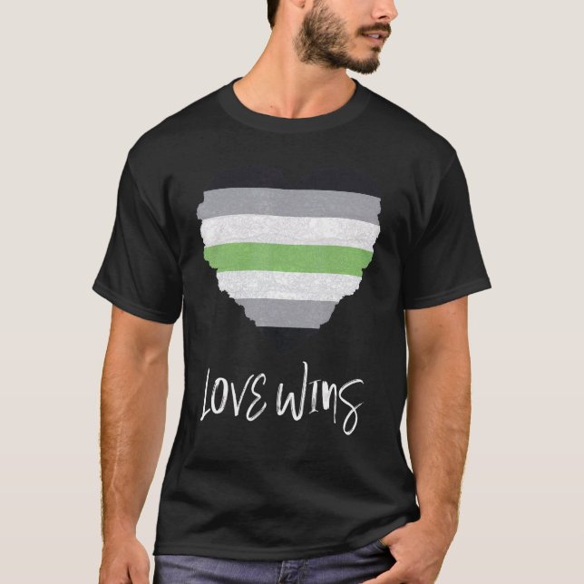 T-shirt Agender Pride Drapeau L'amour gagne Agender Drapea (Devant)