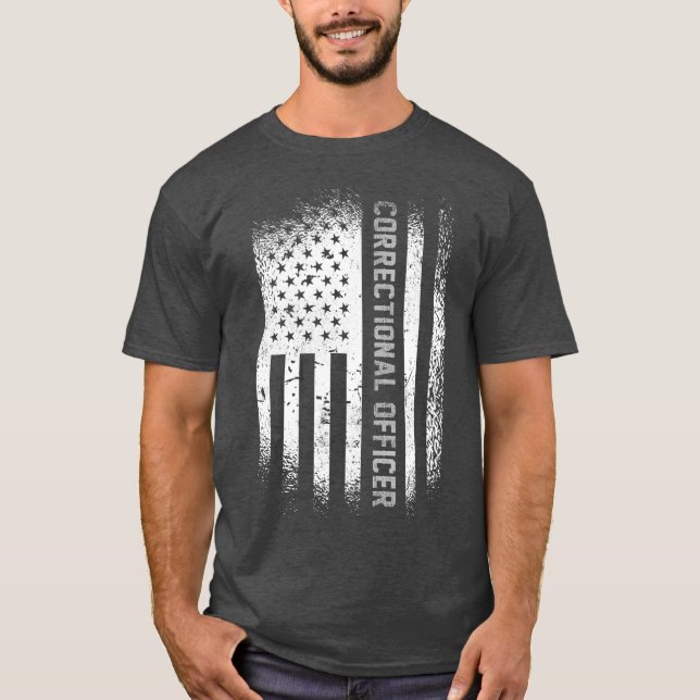 T-shirt Agent correctionnel avec drapeau américain (Devant)