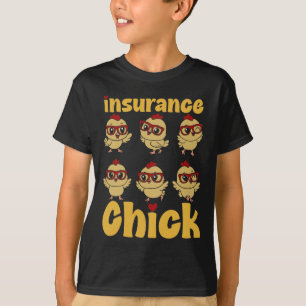 T-shirt Agent d'assurance mignon poulet Lunettes d'assuran