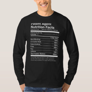 T-shirt Agent de brevets Nutrition Facts amusant