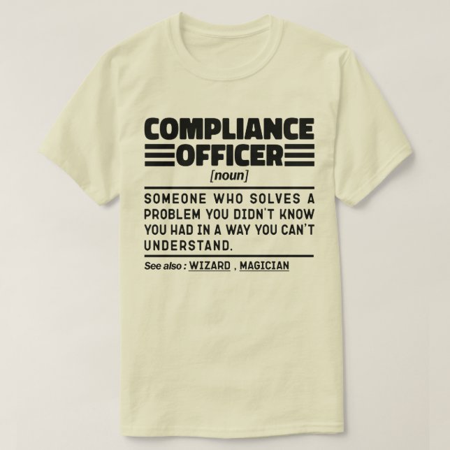 T-shirt Agent de conformité Noun Fuuny Présente Emploi Coo (Design devant)