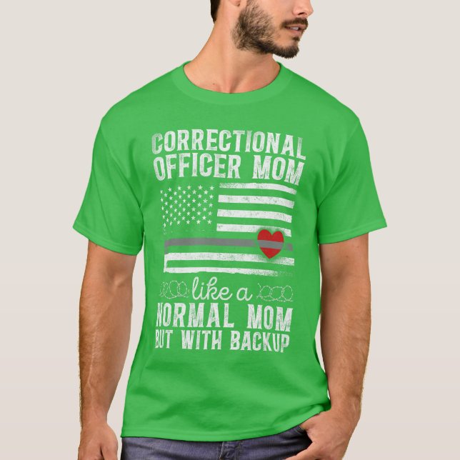 T-shirt Agent de correction Maman Mère Cœur Drapeau Améric (Devant)