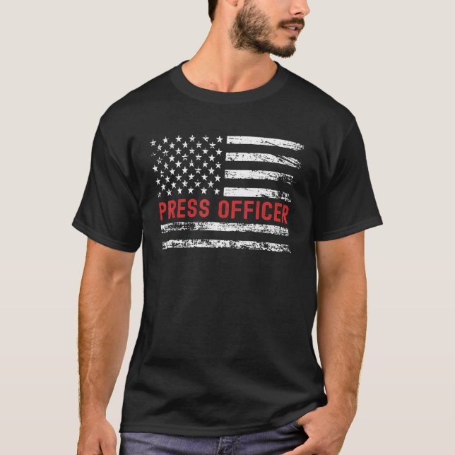 T-shirt Agent de presse USA Drapeau Profession Rétro Titre (Devant)