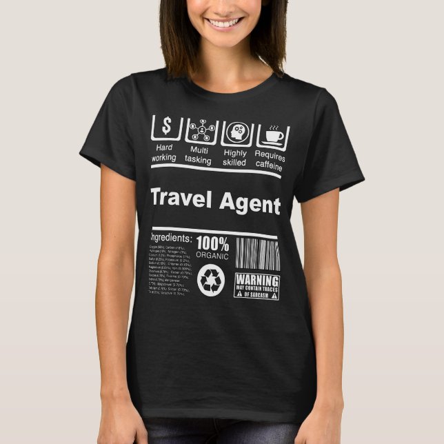 T-shirt Agent De Voyage Faits Nutritionnels Pour Les Agent (Devant)