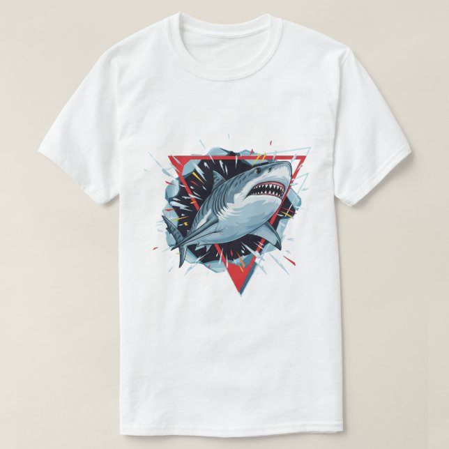 T-shirt Aggressive Shark Illustration – Dynamic Ocean Pred (Design devant)