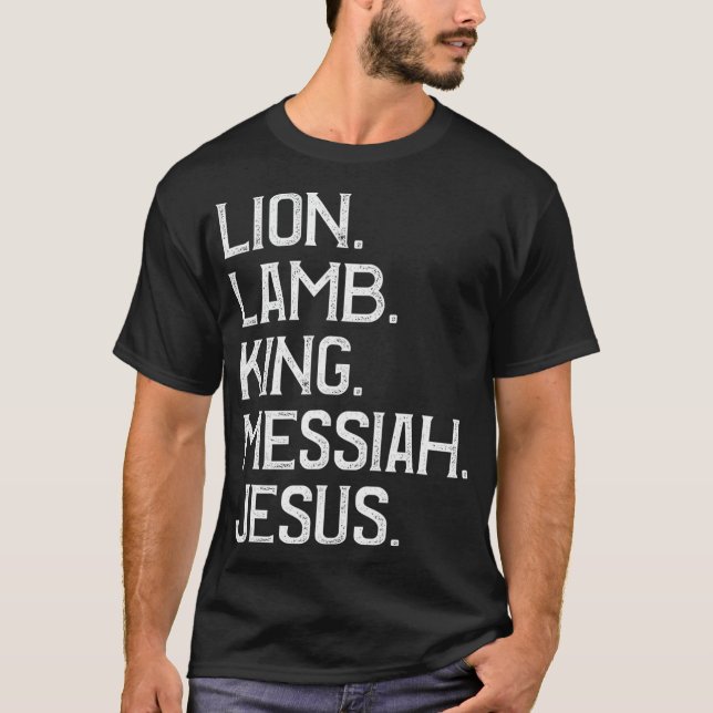 T-shirt Agneau Lion Perdu Roi Messie Jésus chrétien (Devant)