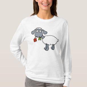 T-shirt Agneau mou mouton noir gris blanc rouge Fleur