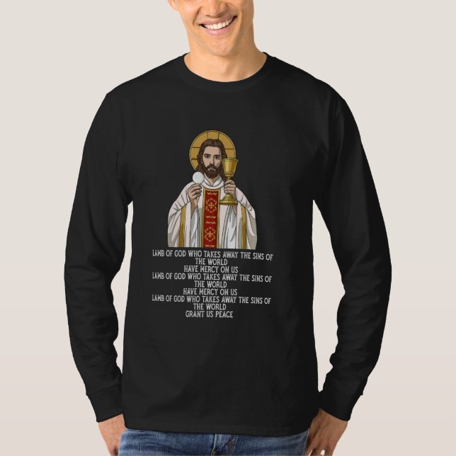 T-shirt Agnus Dei Sanctus Traditionnel Messe Latine Cathol (Devant)