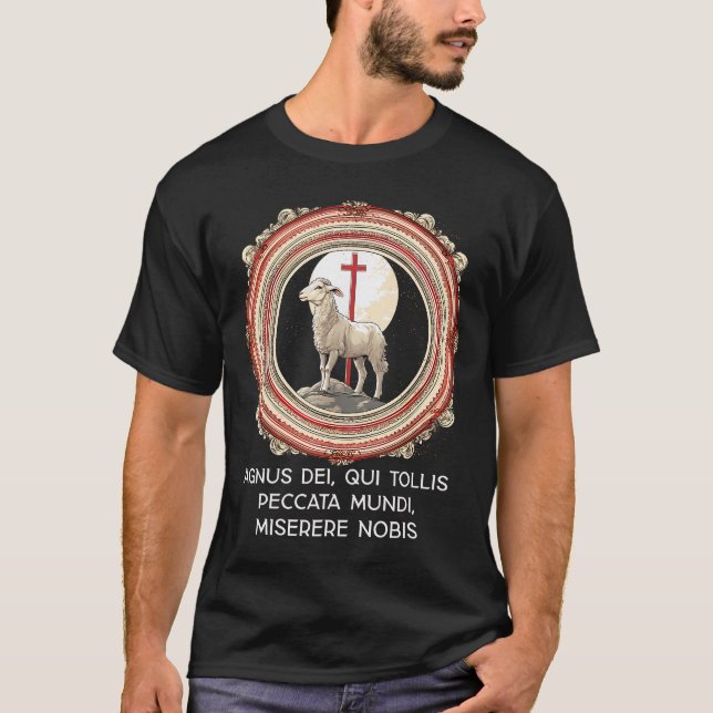 T-shirt Agnus Dei Sanctus Traditionnel Messe Latine Cathol (Devant)