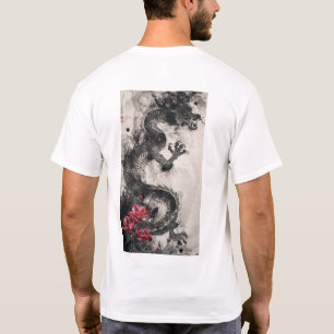 T-shirt Agon et fleurs Art traditionnel japonais brosse De