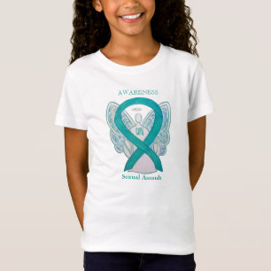 T-Shirt Agression sexuelle Turquoise Sensibilisation Ruban