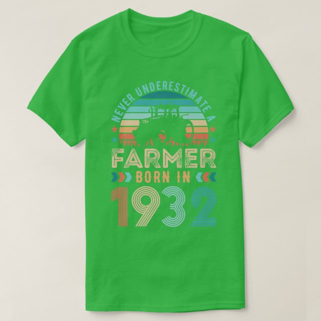 T-shirt Agriculteur né en 1932 Cadeau agricole 90e anniver (Design devant)