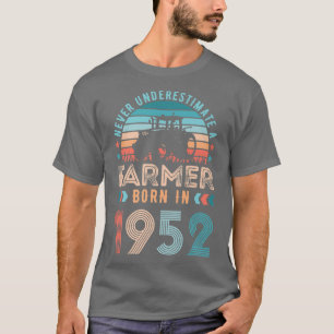 T-shirt Agriculteur né en 1952 Cadeau agricole 70e anniver