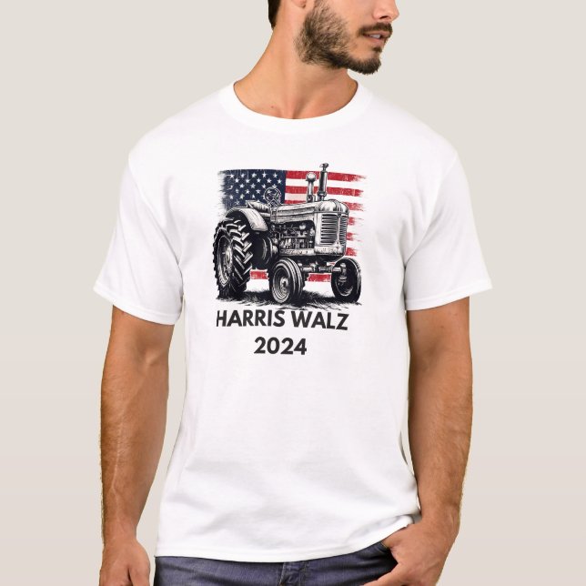 T-SHIRT AGRICULTEURS DE TRACTEUR POUR HARRIS WALZ 2024 (Devant)