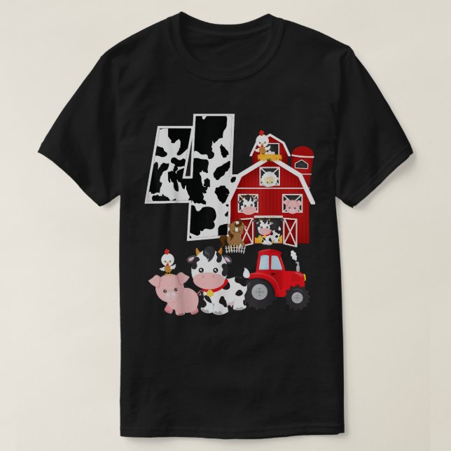 T-shirt Agritourisme Barnyard Thème Cochon Vache Cheval 4e (Design devant)