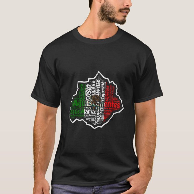 T-shirt Aguascalientes Mexique Drapeau Mexicain Carte Mexi (Devant)